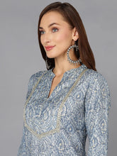 Silk Blend Ethnic Printed Kurta